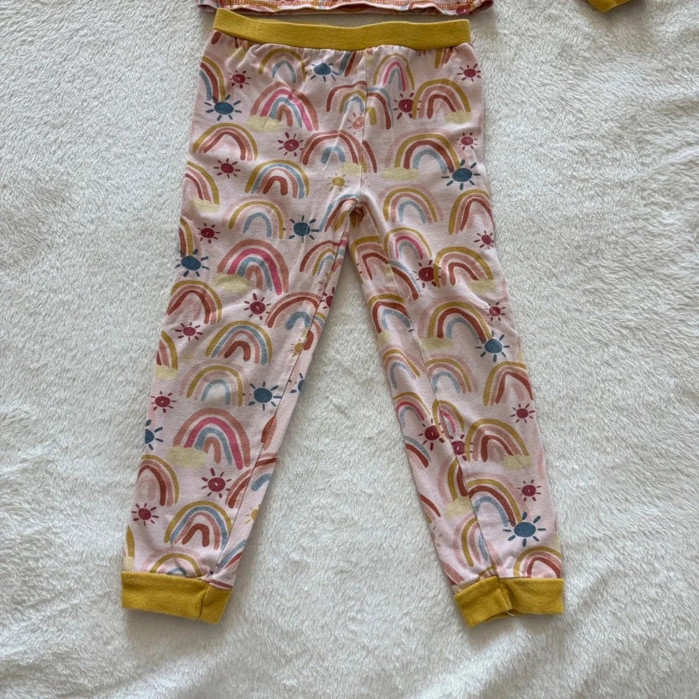Kids Rainbow Sun Cloud‎ Pajamas Long Sleeve Henley Top Pants Set